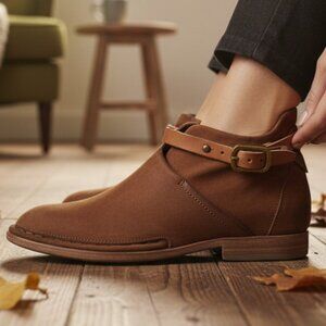 A.S. 98 Free People Felix Brown Suede Leather Belted Ankle Boot US Size 5.5 - 6